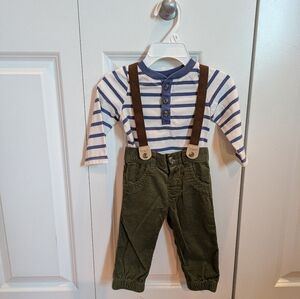 Baby Boys' Mini Man Stripped Henley Top & Corduroy Bottom Set - Cat & Jack™ 6-9M